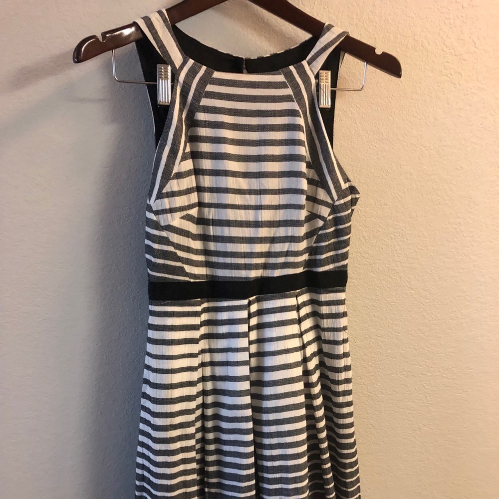 Anthropologie gray and white striped dress